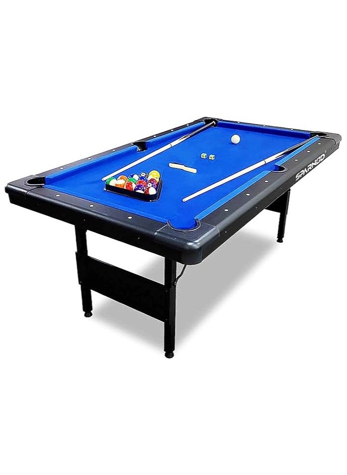 Sparnod Fitness SPT-70 7Ft Billiards Pool Table – Sturdy Mdf Construction With Blue Wool Cloth, Complete Set Included, Instant Setup, Foldable Design For Family And Pool Hall Use  - Image 1