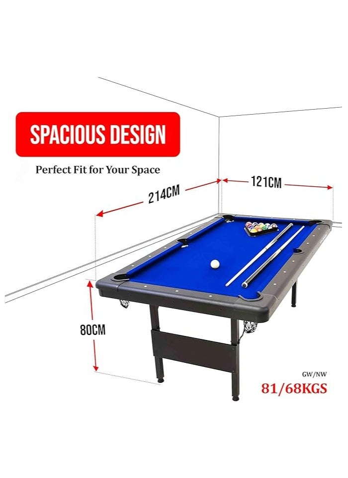 Sparnod Fitness SPT-70 7Ft Billiards Pool Table – Sturdy Mdf Construction With Blue Wool Cloth, Complete Set Included, Instant Setup, Foldable Design For Family And Pool Hall Use  - Image 4