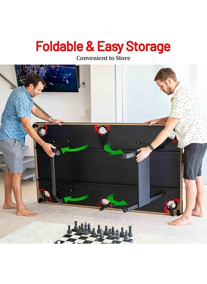 Sparnod Fitness SPT-70 7Ft Billiards Pool Table – Sturdy Mdf Construction With Blue Wool Cloth, Complete Set Included, Instant Setup, Foldable Design For Family And Pool Hall Use  - Image 5