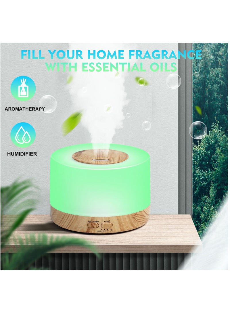 SKY-TOUCH - Essential Oil Diffuser 700ml, Upgraded Aromatherapy with 4 Timer and 7 Color Lights, Cool Mist Humidifier with Auto Shut-off Function, BPA-Free for Home, Bedroom, Office - Image 1