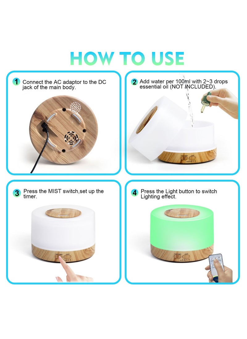 SKY-TOUCH - Essential Oil Diffuser 700ml, Upgraded Aromatherapy with 4 Timer and 7 Color Lights, Cool Mist Humidifier with Auto Shut-off Function, BPA-Free for Home, Bedroom, Office - Image 1