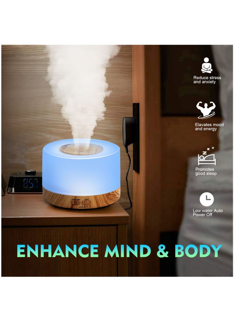 SKY-TOUCH - Essential Oil Diffuser 700ml, Upgraded Aromatherapy with 4 Timer and 7 Color Lights, Cool Mist Humidifier with Auto Shut-off Function, BPA-Free for Home, Bedroom, Office - Image 1