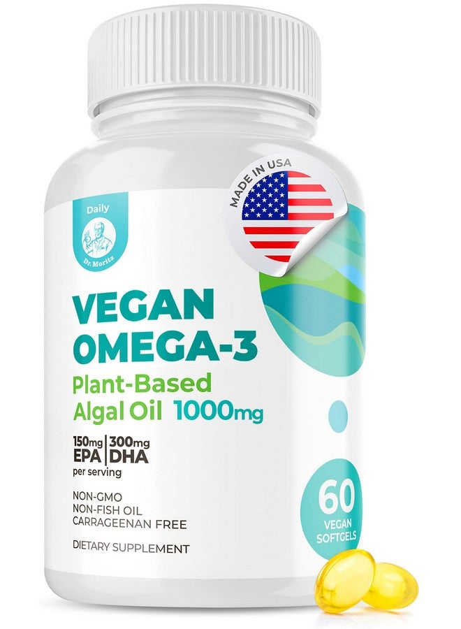 Dr. Moritz مكمل أوميغا 3 DHA و EPA النباتي أحماض دهنية من الطحالب أوميغا 3 1000 ملغ بديل زيت السمك لدعم القلب والدماغ والمفاصل والجهاز المناعي (60 حبة (عبوة من 1)) - Image 1