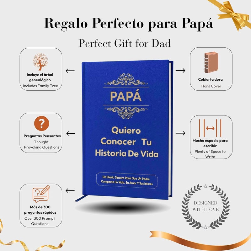 XKFCFC Papá, Quiero Conocer tu Historia De Vida (Tapa dura): Regalos sentimentales para hombres – Perfectos para cumpleaños, Día de Acción de Gracias, Día del Padre y Navidad - Image 3