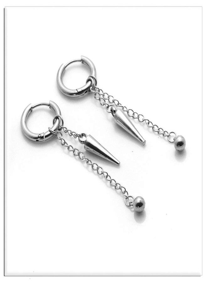 اكسوسامس أقراط Xusamss Punk Jewelry المصنوعة من الفولاذ المقاوم للصدأ، أقراط مفصلية على شكل حرف U، سلسلة طويلة متدلية، أقراط حلقية متدلية - Image 3