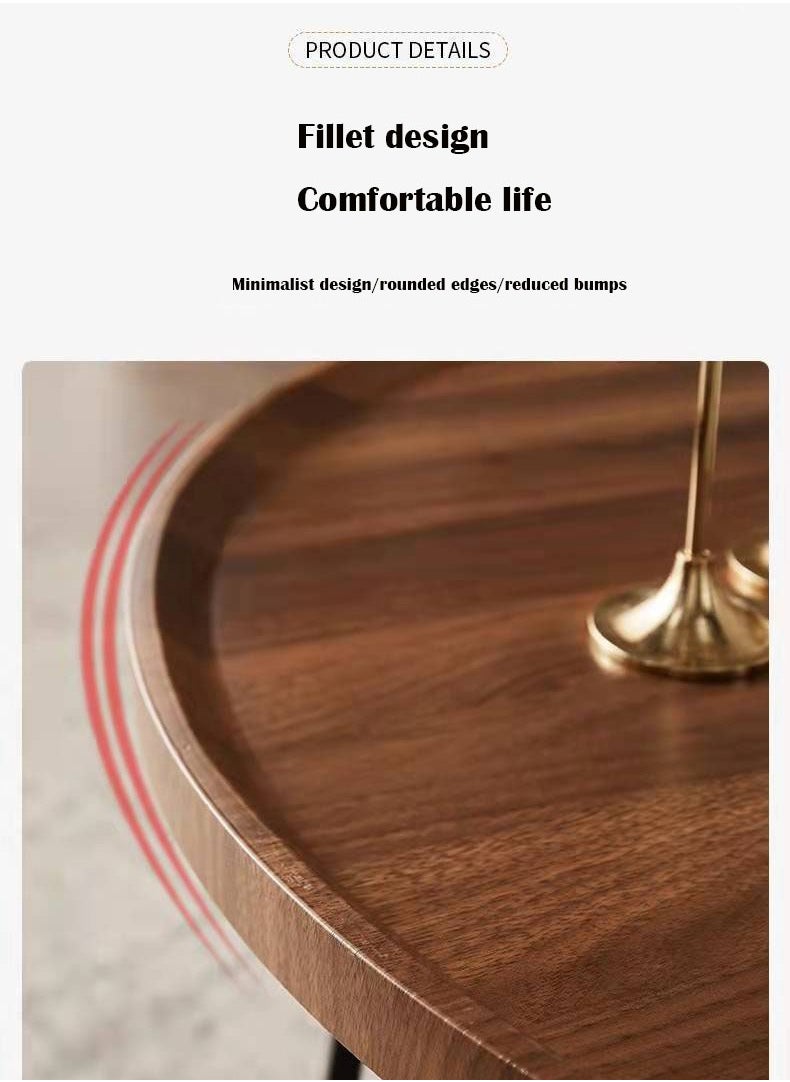 Round Coffee Table, Simple Modern Home Round Small Coffee Table for Living Room Modern Minimalist Style Engineered End Table (Walnut)