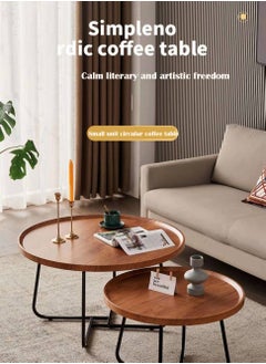 Arabest Round Coffee Table, Simple Modern Home Round Small Coffee Table for Living Room Modern Minimalist Style Engineered End Table (Walnut)  - Image 3