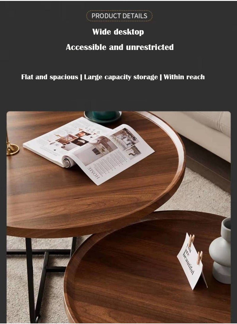 Round Coffee Table, Simple Modern Home Round Small Coffee Table for Living Room Modern Minimalist Style Engineered End Table (Walnut)