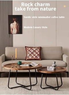 Arabest Round Coffee Table, Simple Modern Home Round Small Coffee Table for Living Room Modern Minimalist Style Engineered End Table (Walnut)  - Image 2