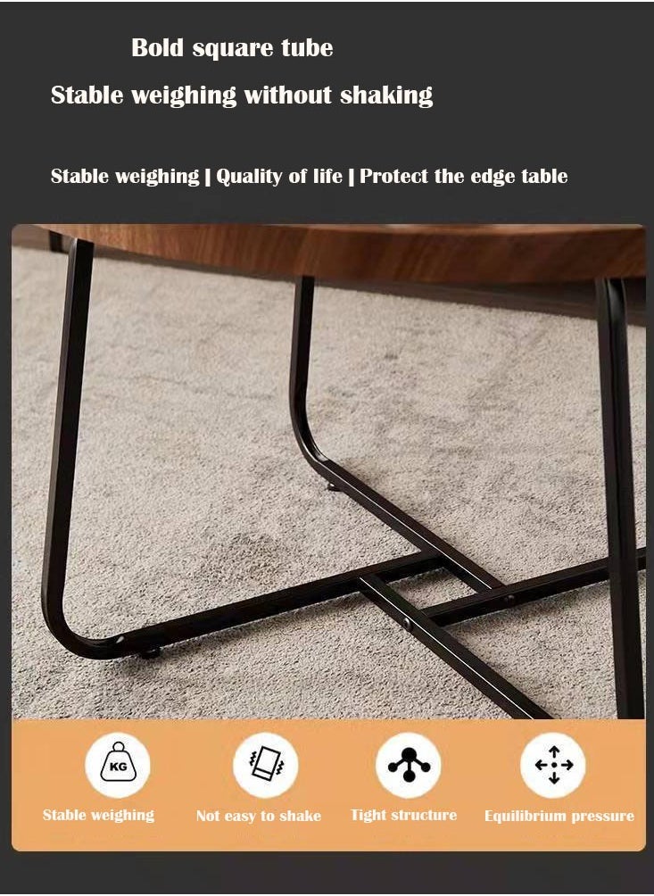 Round Coffee Table, Simple Modern Home Round Small Coffee Table for Living Room Modern Minimalist Style Engineered End Table (Walnut)