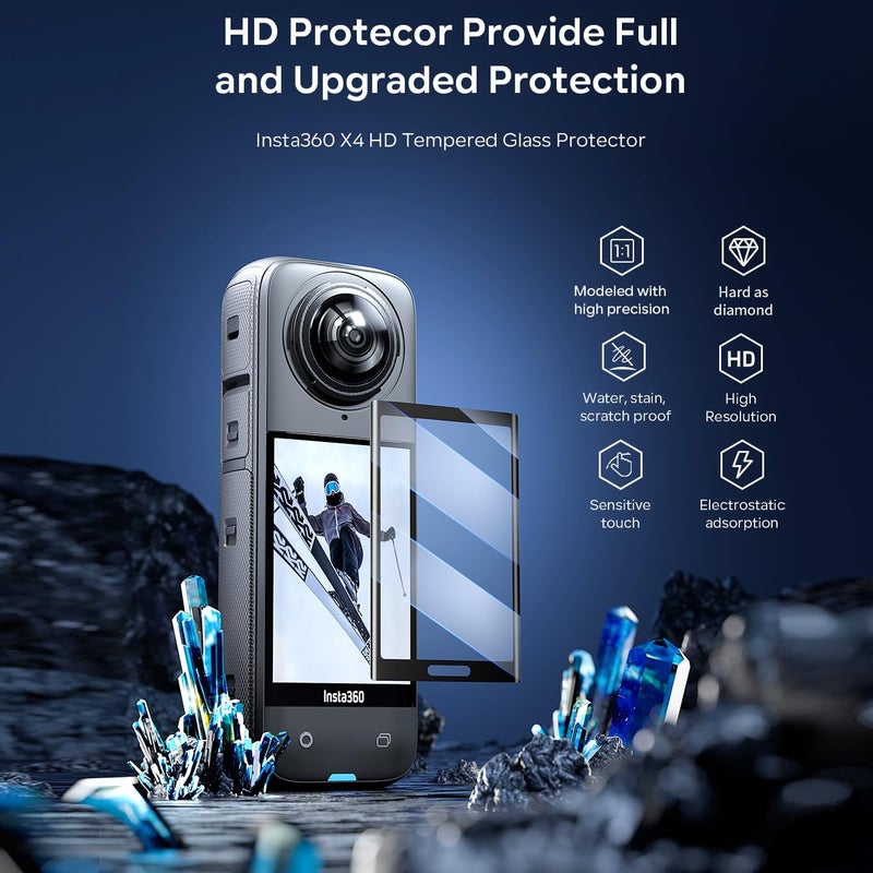 debous Insta 360 X4 X5 Screen Protector for Insta360 X4 X5 X 4 5 Anti-scratch Tempered Glass Clera Hard Protective Film Cover Shield (3pack) - Image 3
