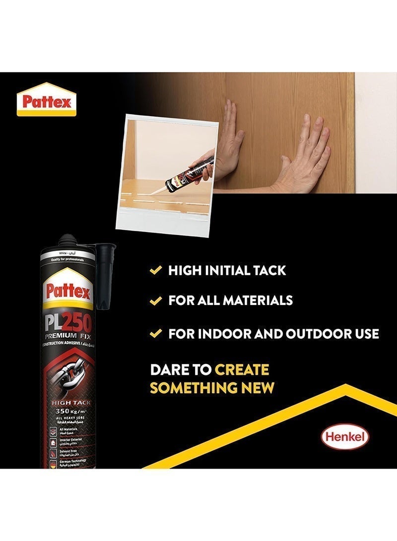 Pattex PL 250 Construction Adhesive, High Quality Mounting Adhesive,Is A Professional Polymer Based Construction Adhesive & General Purpose Silicone - Image 3
