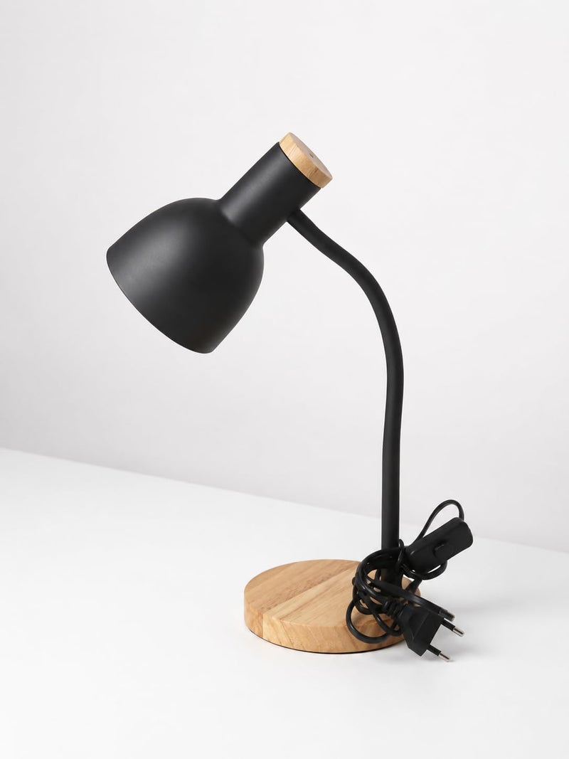 Modern LED Desk Lamp Wood Design Stable Base - Flexible Desk Lamp with Comfortable Lighting for Reading, Studying, Bedrooms (BLACK) - Image 1