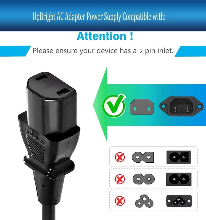 UPBRIGHT 2 Prong AC Power Cord Cable Charger Compatible with TCL Roku 55" 65" 75" Class 6 Series R635 55R635 65R625 65R635 75R635 75S431 75S435 75-R635 4K UHD Mini-LED QLED Dolby Vision HDR Smart TV - Image 3