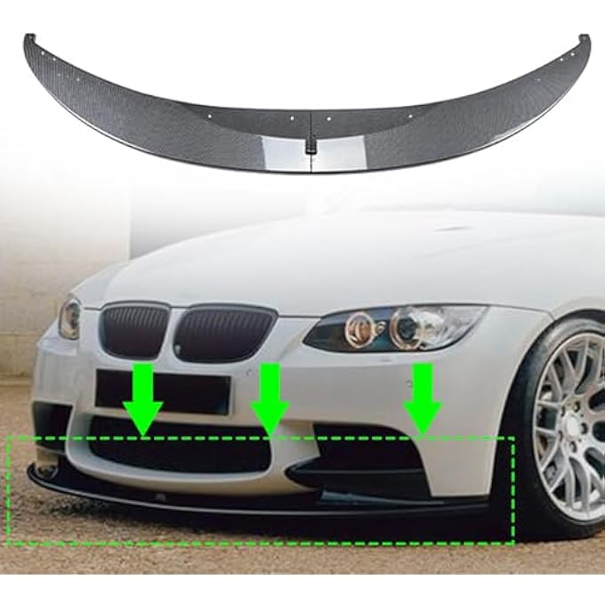 FINMOKAL Carbon Fiber Look Front Bumper Spoiler Lip Compatible with BMW 3 Series E90 E92 E93 M3 2006-2012 2013 - Image 2