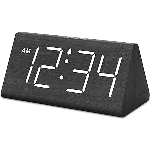 DreamSky Wooden Digital Alarm Clocks for Bedrooms - Electric Desk Clock with Large Numbers, USB Port, Loud Alarm for Heavy Sleepers, Adjustable Volume, Dimmer, DST, Wood Décor Gifts, Adapter Powered - Image 1