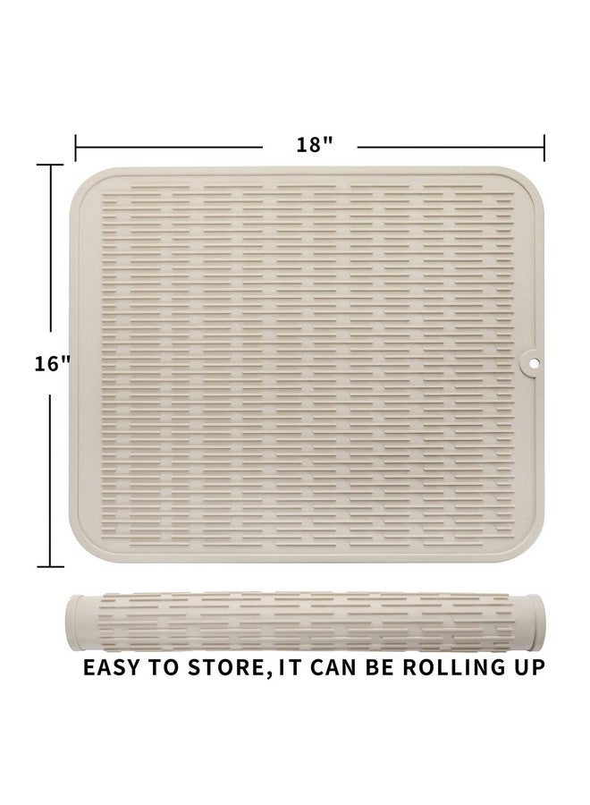 MicoYang MicoYang Silicone Dish Drying Mat for Multiple Usage,Easy clean,Eco-friendly,Heat-resistant Silicone Mat for Kitchen Counter or Sink,Refrigerator or Drawer Liner Tapioca XL 18 inches x 16 inches  - Image 2