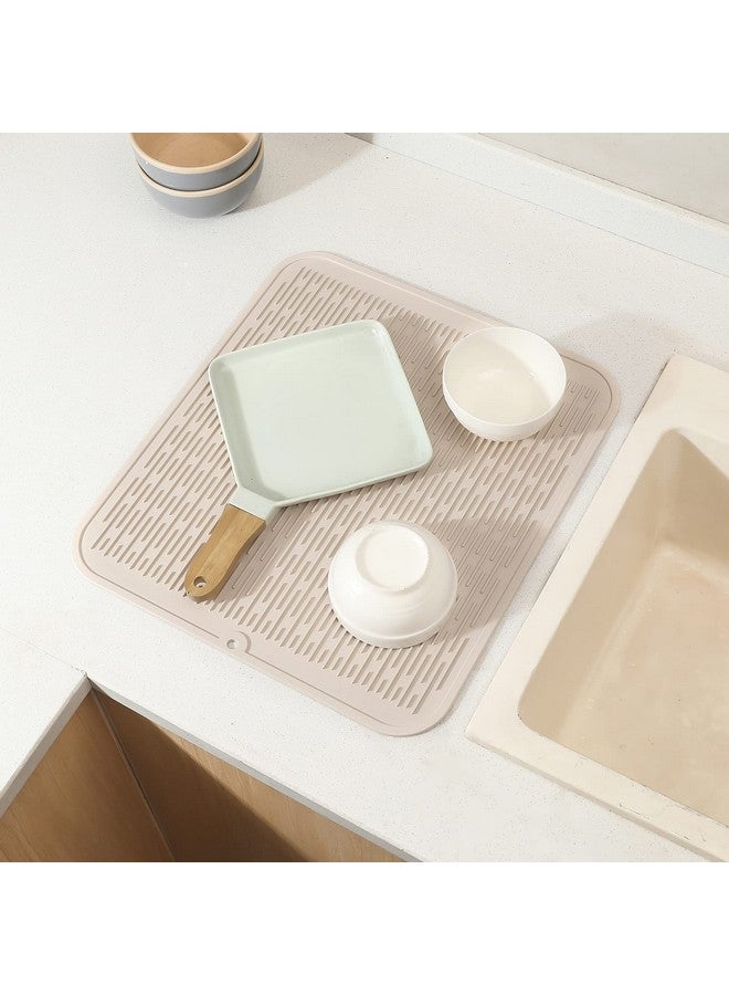 MicoYang MicoYang Silicone Dish Drying Mat for Multiple Usage,Easy clean,Eco-friendly,Heat-resistant Silicone Mat for Kitchen Counter or Sink,Refrigerator or Drawer Liner Tapioca XL 18 inches x 16 inches  - Image 5