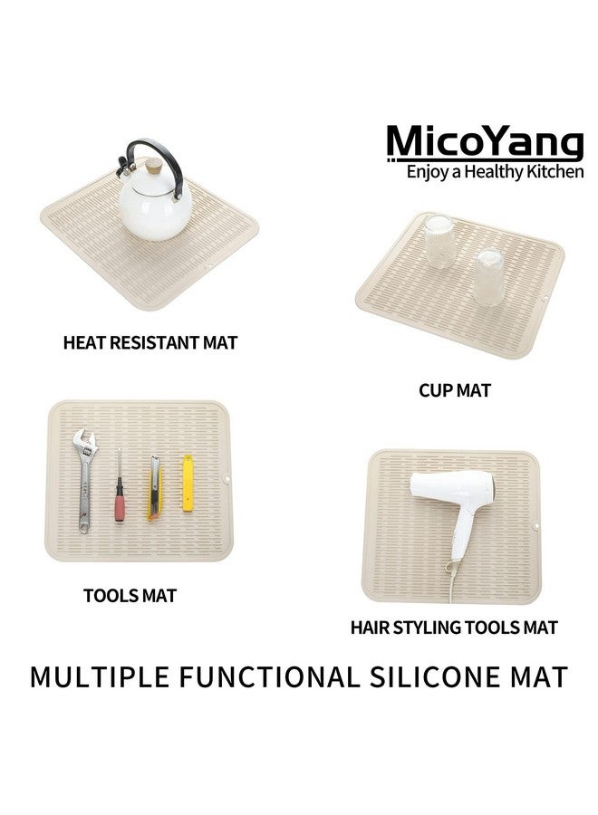 MicoYang MicoYang Silicone Dish Drying Mat for Multiple Usage,Easy clean,Eco-friendly,Heat-resistant Silicone Mat for Kitchen Counter or Sink,Refrigerator or Drawer Liner Tapioca XL 18 inches x 16 inches  - Image 4