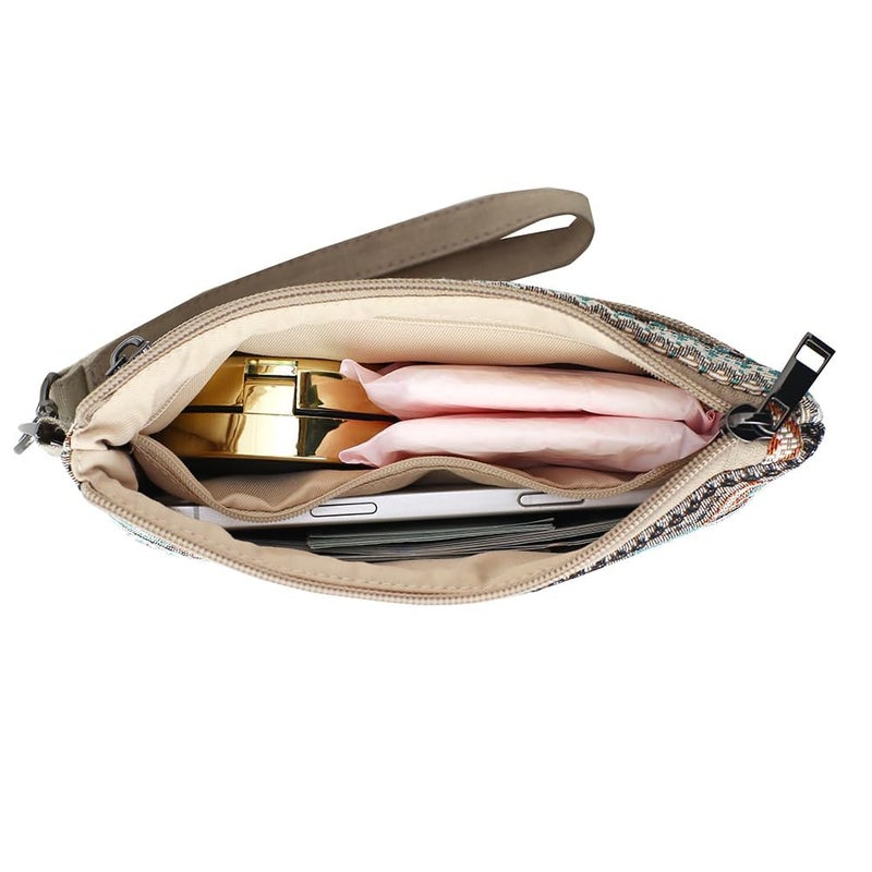 BBORGDC Women's Zipper Wristlet Clutch Wallet, Travel Double Zip Wristlet Handbag with Jacquard Cloth, Ideal Wallet Purse - Image 4