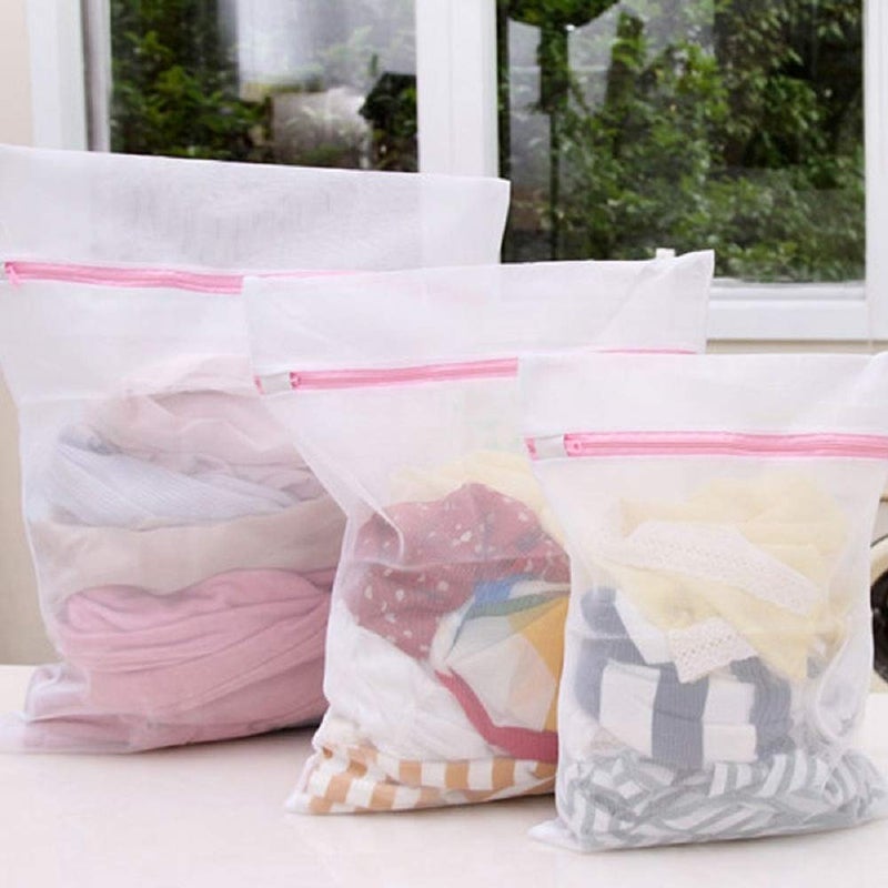Finex FineX Laundry Bag Combo Mesh Laundry BagsSocks Lingerie Saver Mesh Net Wash nylon Bag Pouch Basket LaundryWashing Mesh Net Zipped Lingerie Bag Size 30 x 40 cm 40 x 50 cm 60 x 60 cm - Image 1