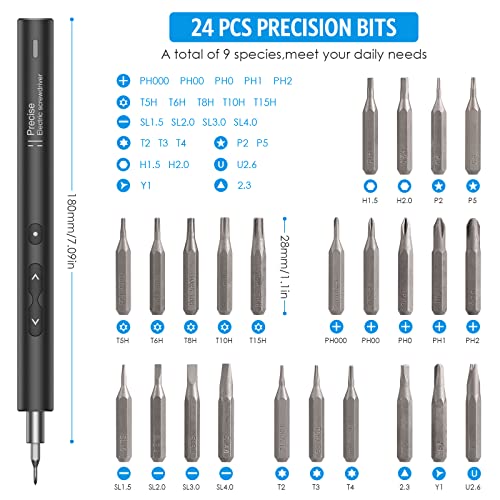 AMIR Mini Power Automatic Screwdriver, 28 IN 1 Electric Cordless Precision Screwdriver Set with 24 Bits, Rechargeable Portable Magnetic Repair Tool Kit with LED Lights for Glasses, Laptops, Watches - Image 2