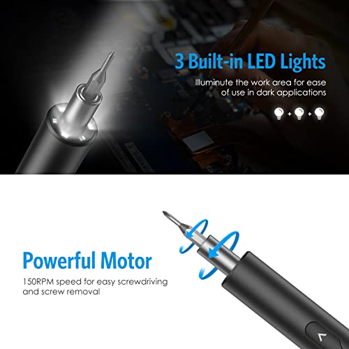 AMIR Mini Power Automatic Screwdriver, 28 IN 1 Electric Cordless Precision Screwdriver Set with 24 Bits, Rechargeable Portable Magnetic Repair Tool Kit with LED Lights for Glasses, Laptops, Watches - Image 4