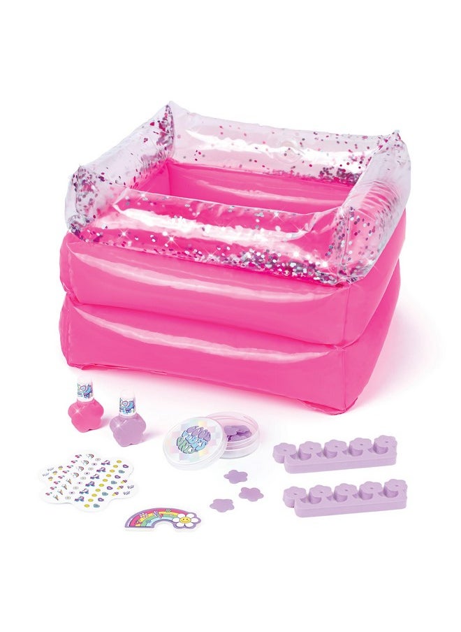 Make It Real Pamper Yourself Spa Set 9 Pcs Inflatable Sparkly Foot Bath & Accessories Nail Polish & Art Tweens Girls & Kids Ages 8+  - Image 3