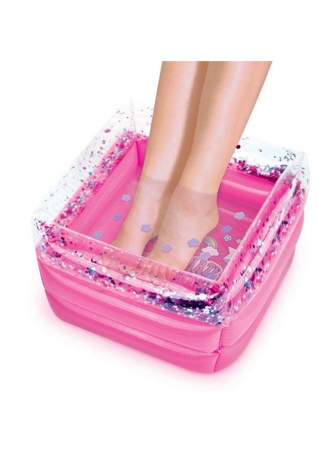 Make It Real Pamper Yourself Spa Set 9 Pcs Inflatable Sparkly Foot Bath & Accessories Nail Polish & Art Tweens Girls & Kids Ages 8+  - Image 5