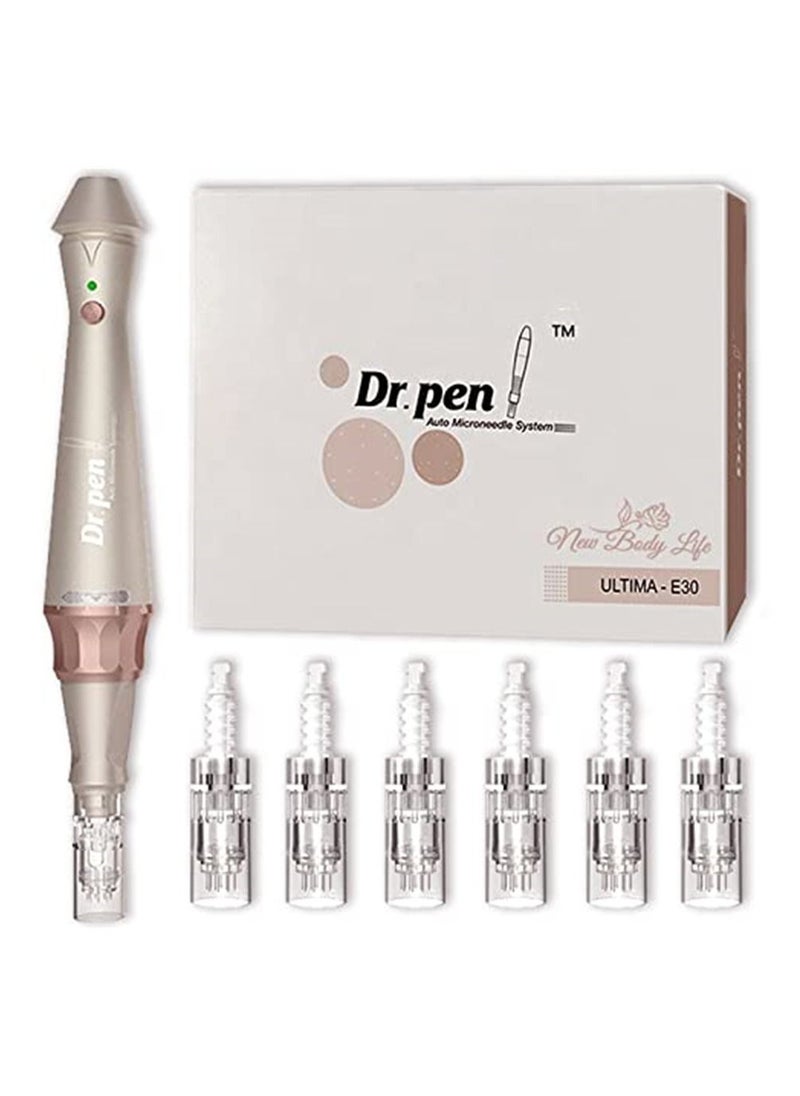Dr pen Dr. Pen Ultima E30 Microneedling Pen - Electric Derma Stamp - Amazing Skin Pen for Face - 6 Cartridges (3pcs of 12-pin + 3pcs 36 pin)  - Image 1