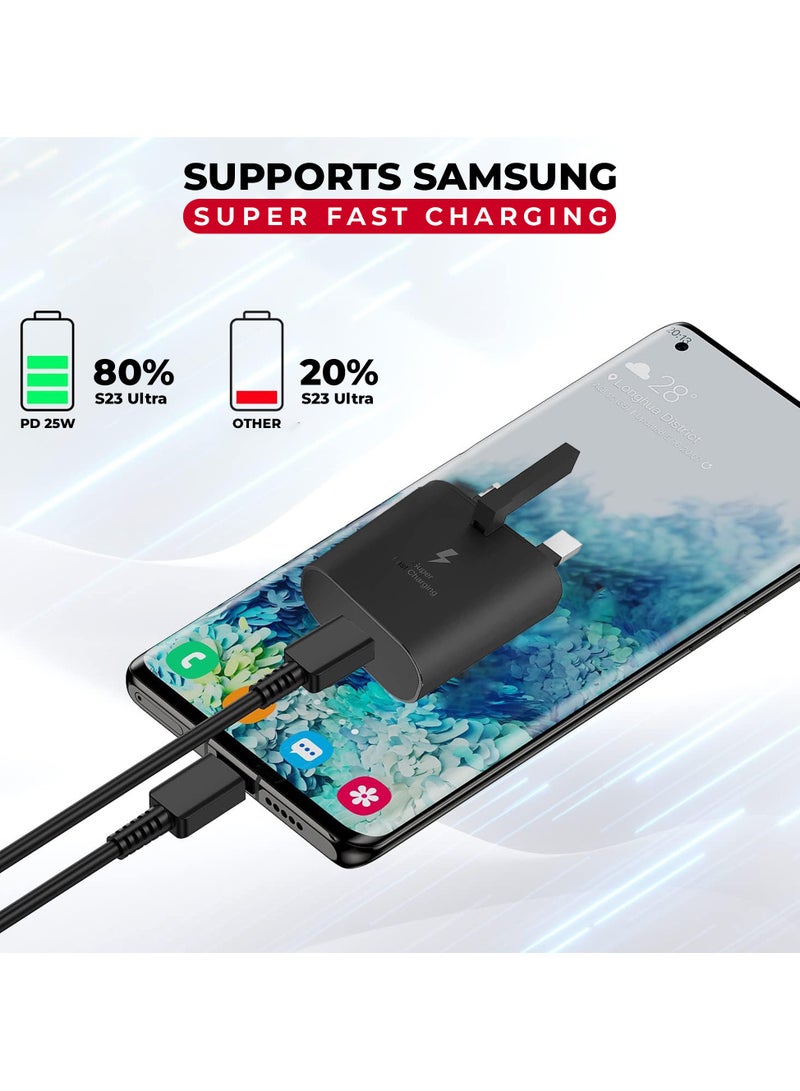 Choosey 25W Samsung Type C Charger - Super Fast Charger With USB C Wall Adapter And 1m USB-C to USB-C Cable, Compatible with Galaxy S Series, Note Series, and USB-C Devices, Android Charger - Image 2