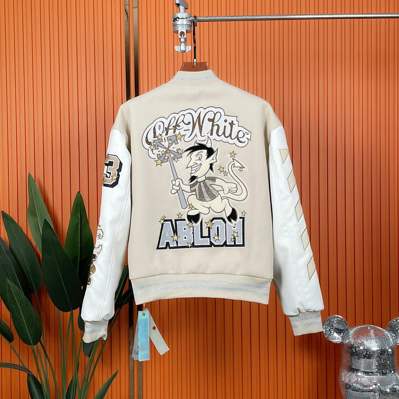 Embroidered Leather Baseball Suit Fashion Brand Men And Women Teenagers Street Fashion Jacket Coat - Image 4