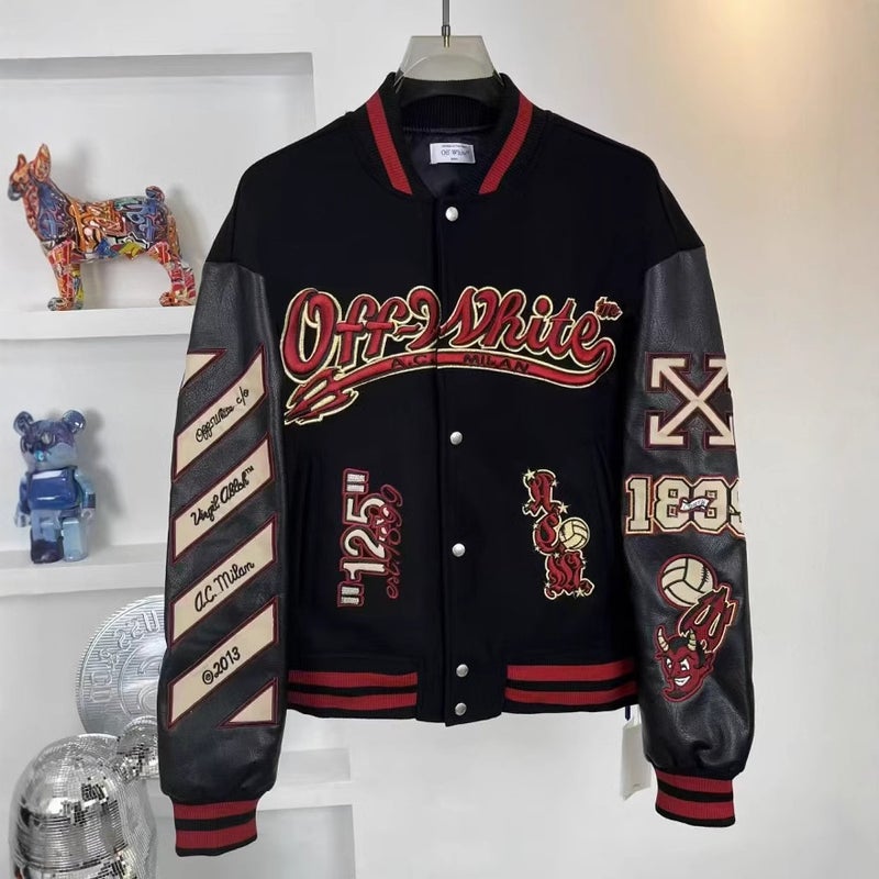 Embroidered Leather Baseball Suit Fashion Brand Men And Women Teenagers Street Fashion Jacket Coat - Image 3