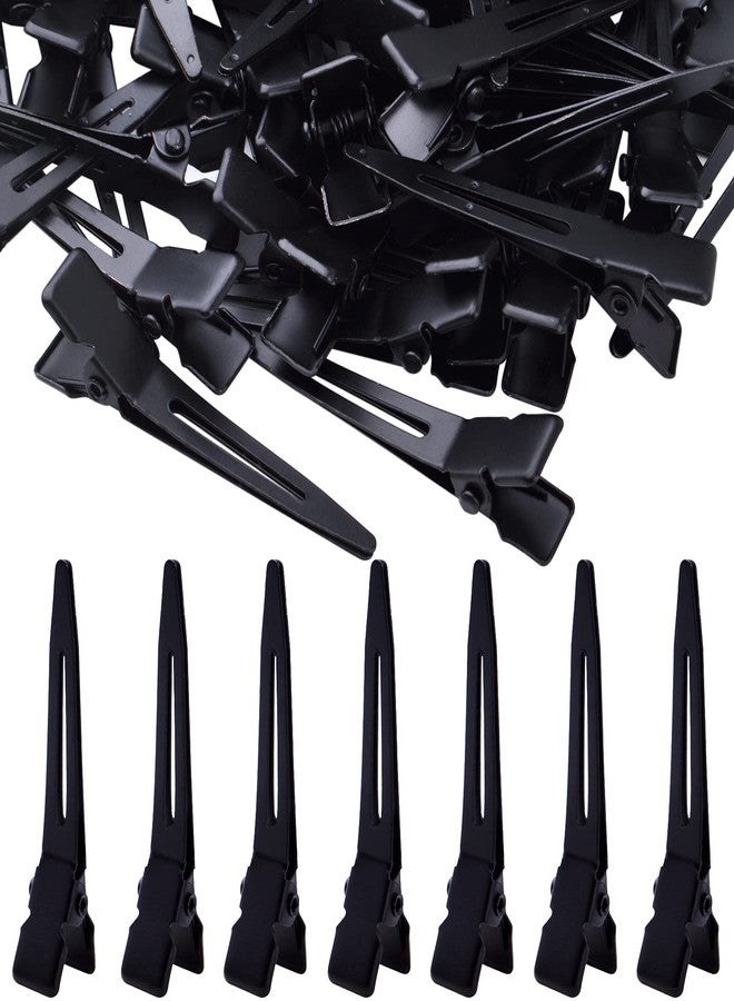 BronaGrand 100pcs Black Single Prong Curl Clips Metal Alligator Hair Pins Styling Clips for Women Men Hair Extensions Salon Haircut, 4.5 cm x 0.8 cm - Image 1