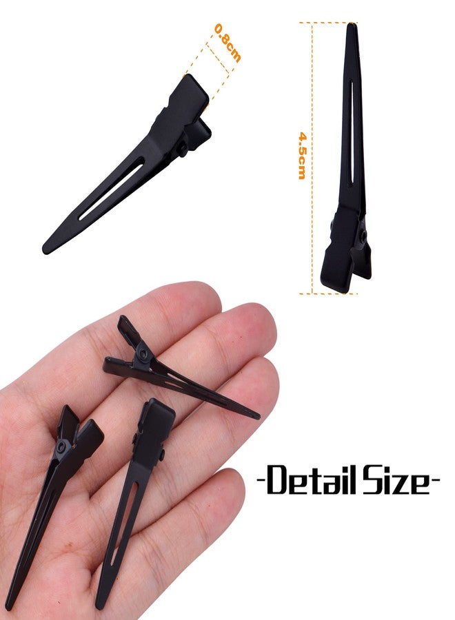 BronaGrand 100pcs Black Single Prong Curl Clips Metal Alligator Hair Pins Styling Clips for Women Men Hair Extensions Salon Haircut, 4.5 cm x 0.8 cm - Image 3