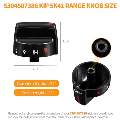 Atgestore 5304507386 KIP 5K41 Gas Stove Knob Replacement for Frigidaire Stove Parts Cooktop Control Knobs FGGF3035RFA FFGF3054TSF Frigidaire Gas Range Parts Oven Burner Knobs 5 Pcs - Image 3