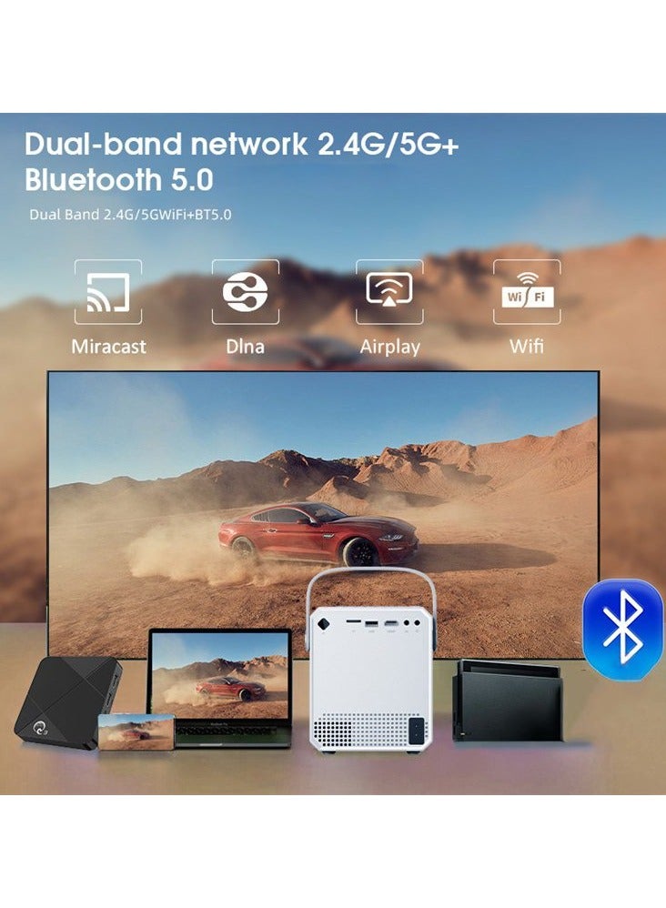 Tripsky T2 1080P Mini Portable Projector with Projector Screen Stand 180ANSI Lumens Android 9.0 5G Dual Band bluetooth 5.0 Home Theater Support Phone Same Screen Four-corner Trapezoidal Correction for Outdoors Travelling Camping Home  - Image 4