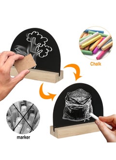 KASTWAVE Mini Chalkboard Signs with Easel Stand, 6-Pack Half Circle Double Sided Chalkboard Wooden Chalkboards for Desktop, Food Signs, Wedding Signs, Message Boards, Place Cards, and Event Decorations  - Image 2