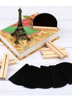 KASTWAVE Mini Chalkboard Signs with Easel Stand, 6-Pack Half Circle Double Sided Chalkboard Wooden Chalkboards for Desktop, Food Signs, Wedding Signs, Message Boards, Place Cards, and Event Decorations  - Image 3