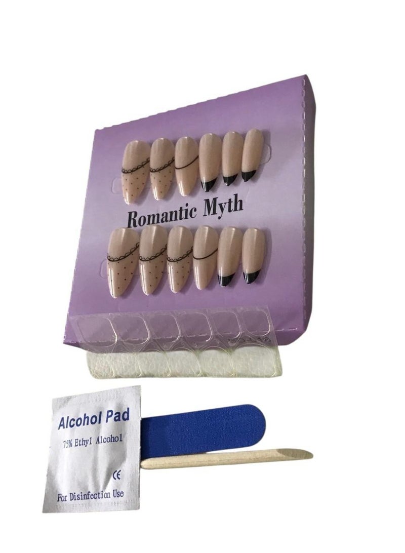 أظافر صناعية طويلة 3D برسومات مميزة – مجموعة كاملة مع مبرد + منديل تنظيف + لاصق دابل فيس + عود خشبي لتركيب سهل - Image 3
