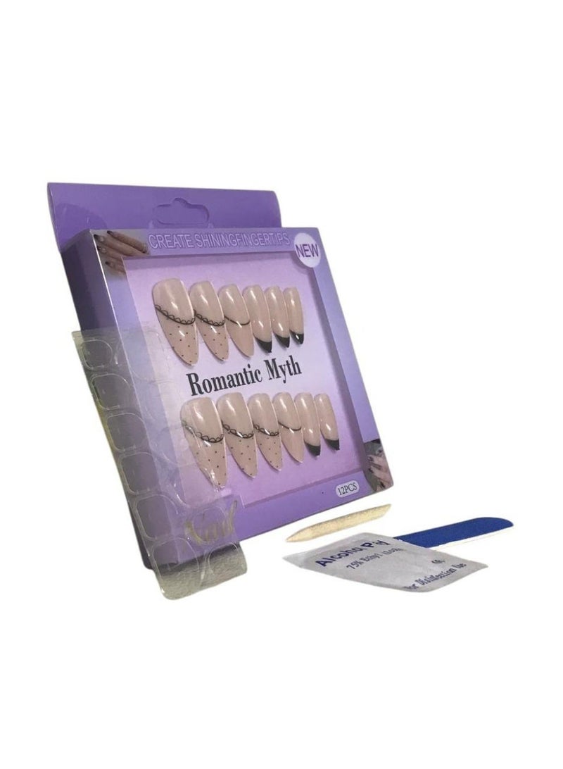 أظافر صناعية طويلة 3D برسومات مميزة – مجموعة كاملة مع مبرد + منديل تنظيف + لاصق دابل فيس + عود خشبي لتركيب سهل - Image 2