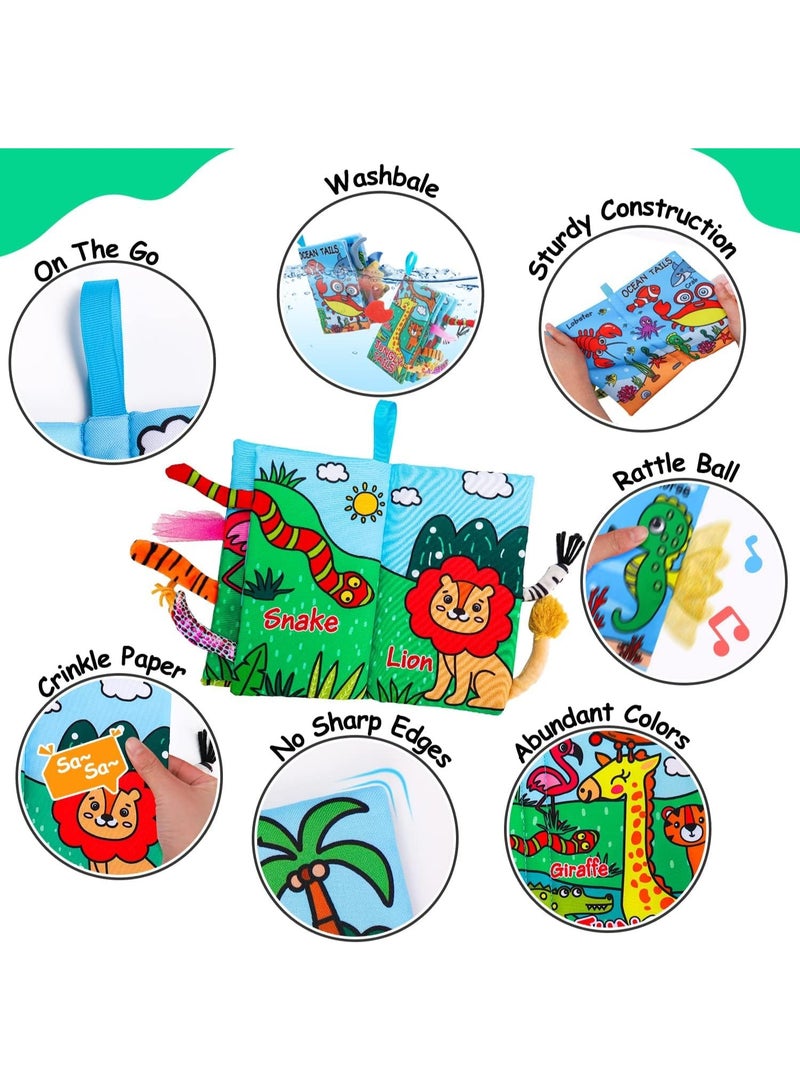 Mr. Penda 2 Packs Soft Baby Cloth Book, Touch and Feel Crinkle Cloth Books for Babies, Infants & Toddler Early Development Interactive Toys, Gifts for Boys & Girls - Image 4