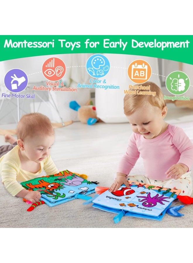 Mr. Penda 2 Packs Soft Baby Cloth Book, Touch and Feel Crinkle Cloth Books for Babies, Infants & Toddler Early Development Interactive Toys, Gifts for Boys & Girls - Image 5