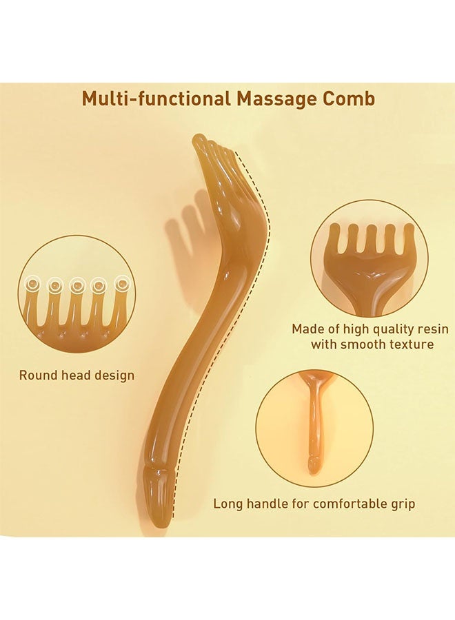 Geustos 2 Massage Combs, 1 Gua Sha Lifting Facial Comb, Manual Massage Tools, Resin Massager, Suitable For Face, Neck, Waist, Etc. - Image 2