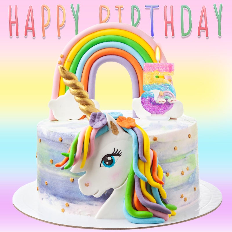 OGnomiFX Rainbow Candles for Cakes, Number 5 Candle Rainbow Cake Topper for 5th Birthday Decorations Girl - Image 4
