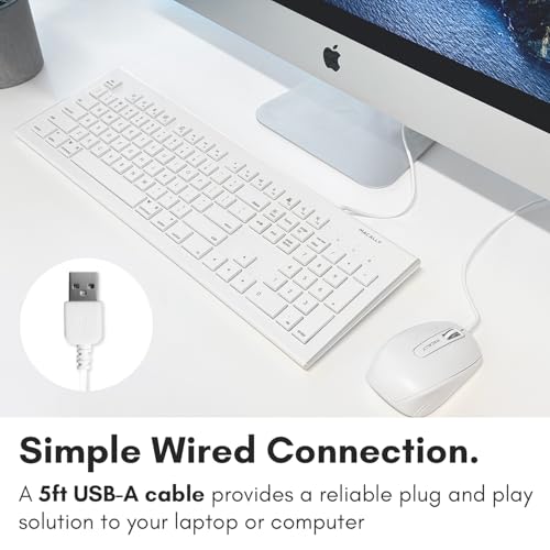 Macally Full Size USB Wired Keyboard for Mac and PC - Plug & Play Wired Computer Keyboard - Compatible Apple Keyboard with 15 Shortcut Keys for Easy Controls & Navigation of Macbook Pro/Air, iMac - Image 2