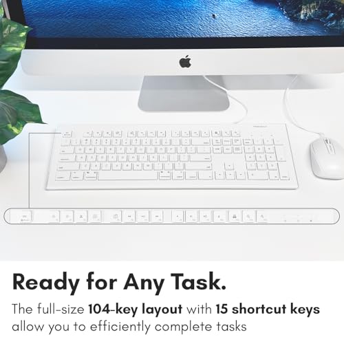 Macally Full Size USB Wired Keyboard for Mac and PC - Plug & Play Wired Computer Keyboard - Compatible Apple Keyboard with 15 Shortcut Keys for Easy Controls & Navigation of Macbook Pro/Air, iMac - Image 4