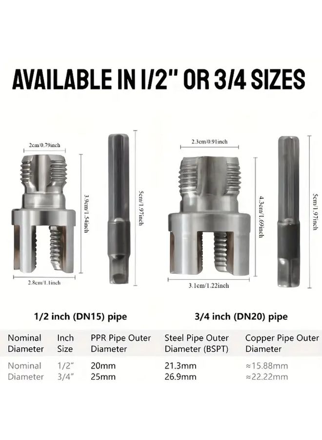 Integrated Internal External Pipe Threader 1 2 3 4 Inch Dies Electric Drill Compatible - Image 2