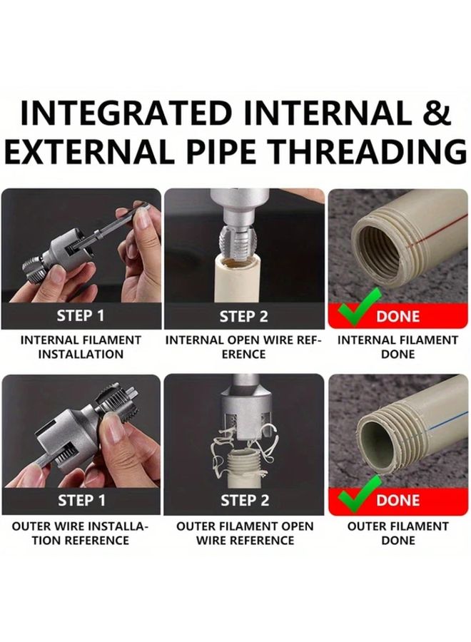 Integrated Internal External Pipe Threader 1 2 3 4 Inch Dies Electric Drill Compatible - Image 5