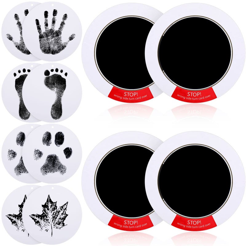 Leinuosen 14 Pcs Paw Print Kit Ink Pad for Pet Dog Hand Foot Prints Inkless Clean Touch Ink Pad with 4 Pcs Paw Print Ink Pads and 10 Pcs Cards Family Memory GiftBlack